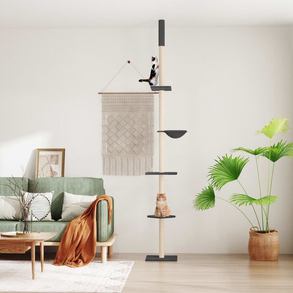 vidaXL g&oacute;lf til loft kattatr&eacute; d&ouml;kkgr&aacute;tt 263,5-289,5 cm