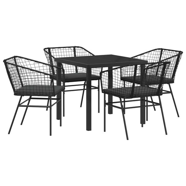 vidaXL Gar&eth;ur bor&eth;sett 5 pcs Svartur p&oacute;l&yacute;rattan