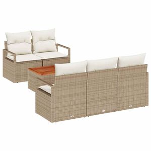 vidaXL Gar&eth;s&oacute;fa sett me&eth; geymslu 6 pcs Beige og krem p&oacute;l&yacute;rattan