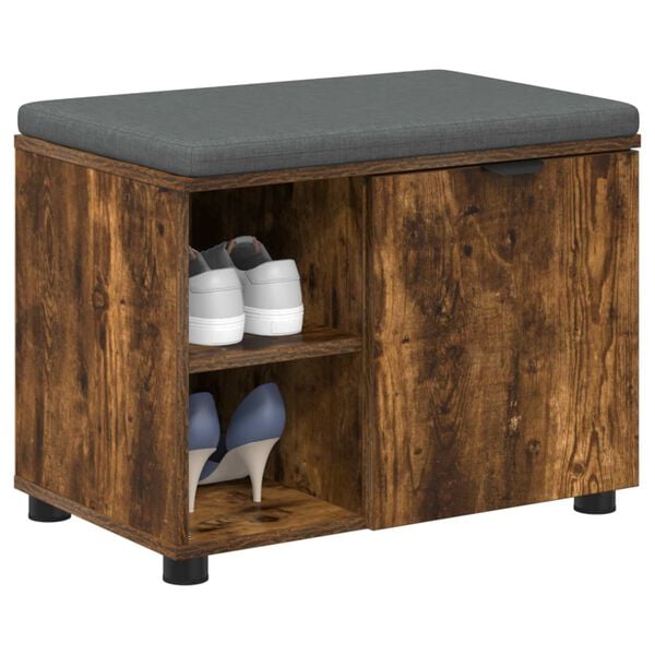 vidaXL Hallarbekk Reyktur Eik 60 x 38 x 46 cm Virkur tr&eacute; og d&uacute;kur