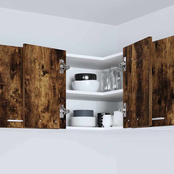 vidaXL Vegghengdur sk&aacute;pur Reykta eik og hv&iacute;t 57 x 57 x 40 cm