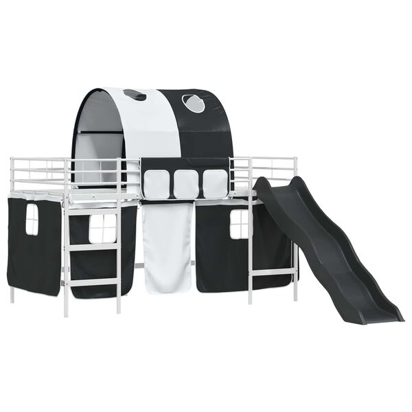 vidaXL Leiksk&aacute;la r&uacute;m fl&ouml;gu Hv&iacute;tt og svart 90 x 200 cm M&aacute;lmur