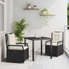 vidaXL Gar&eth;ur bor&eth;sett 3 pcs Svartur p&oacute;l&yacute;rattan