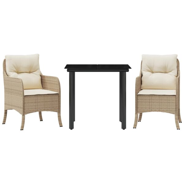 vidaXL 3 Hluta Gar&eth;bor&eth;sett me&eth; Sessum Drappa&eth; P&oacute;l&yacute;rattan