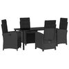 vidaXL Gar&eth;ur bor&eth;sett me&eth; p&uacute;&eth;i 5 pcs Svartur p&oacute;l&yacute;rattan
