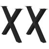 vidaXL bor&eth;stofubor&eth;sf&aelig;tur X-laga 2 stk svartir 90x(72-73) cm st&aacute;l