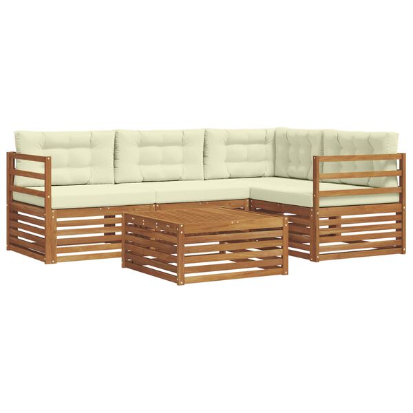 vidaXL &Uacute;ti s&oacute;fasett me&eth; p&uacute;&eth;i 5 pcs N&aacute;tt&uacute;rulegt og Krem