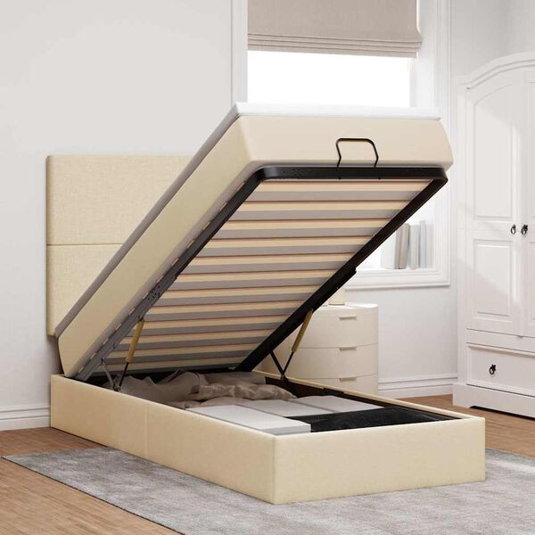 vidaXL Ottoman r&uacute;mgrind me&eth; d&yacute;nukremi 90x190 cm Efni