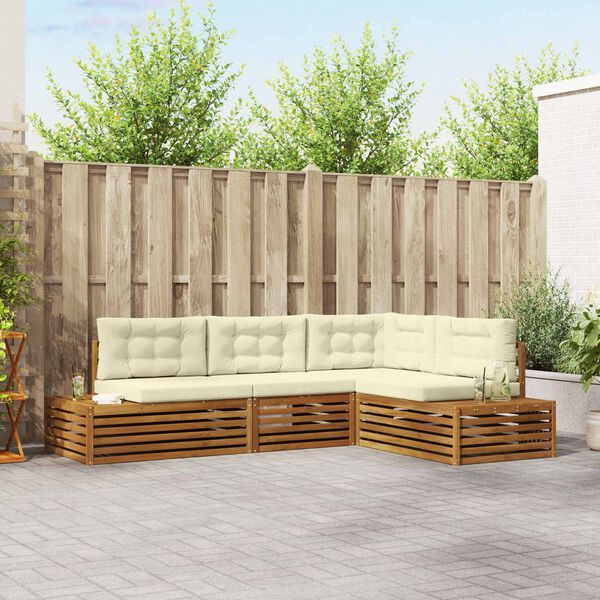 vidaXL &Uacute;ti s&oacute;fasett me&eth; p&uacute;&eth;i 4 Stykki N&aacute;tt&uacute;rulegt og Krem