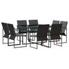 vidaXL Gar&eth;ur bor&eth;sett 9 pcs Svartur St&aacute;l