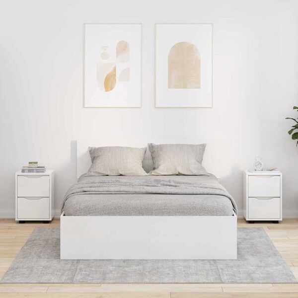 vidaXL N&aelig;turbor&eth; me&eth; sk&uacute;ffu 2 pcs H&aacute;gloss hv&iacute;tur 30,5 x 30 x 43 cm