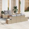 vidaXL Gar&eth;s&oacute;fa sett me&eth; geymslu 6 pcs Beige og lj&oacute;sgr&aacute;r p&oacute;l&yacute;rattan