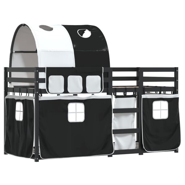 vidaXL Koja &aacute;n D&yacute;nu Hv&iacute;t og Sv&ouml;rt 90x200 cm Gegnheil Fura