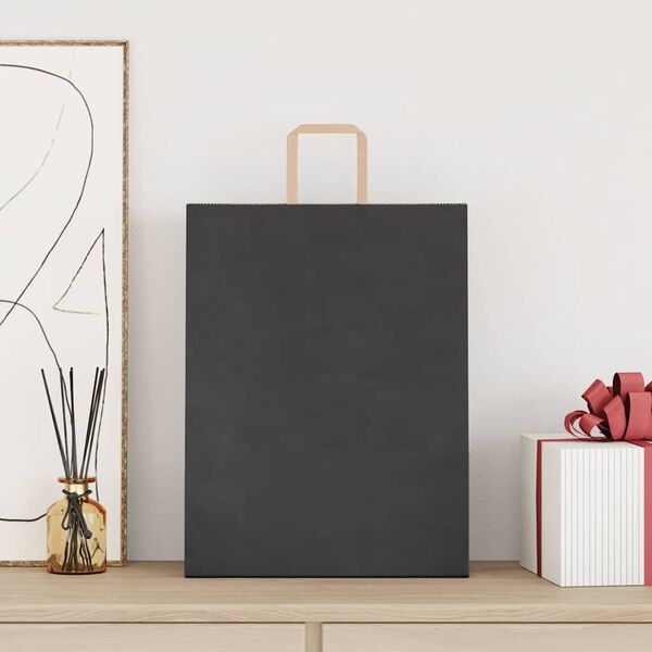 vidaXL Papp&iacute;rspokar 250 stk me&eth; Handf&ouml;ngum Svartir 32x12x42 cm