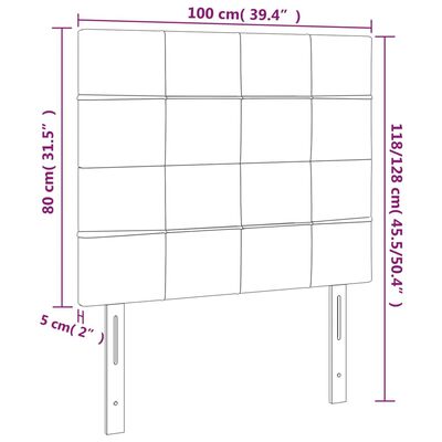 vidaXL LED höfuðgafl Svart 100x5x118/128 cm Flauel