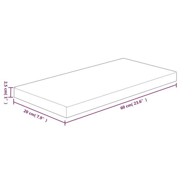 vidaXL Vegghilla 60x20x2,5 cm &Oacute;me&eth;h&ouml;ndla&eth;ur Gegnheill Eikarvi&eth;ur