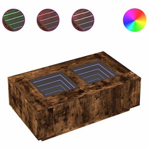 vidaXL S&oacute;fabor&eth; me&eth; &Oacute;endanleika LED Reykt&oacute;na Eikarlitur 116x69x40 cm