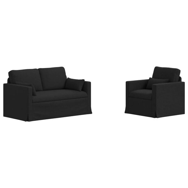 vidaXL S&oacute;fi 2 pcs Svartur 139 x 78 x 80 cm d&uacute;kur
