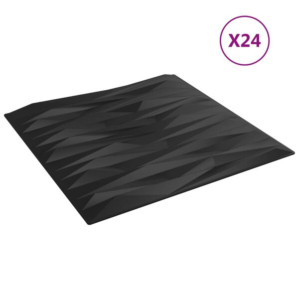 vidaXL Vegg&thorn;il 24 stk. Sv&ouml;rt 50x50 cm XPS 6 m&sup2; Steinamynstur