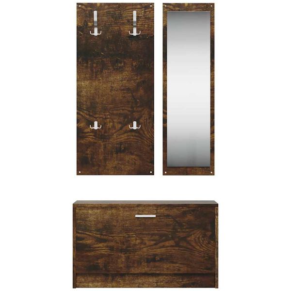 vidaXL 3-&iacute;-1 Sk&oacute;sk&aacute;pasett Reyklitu&eth; eik Samsettur Vi&eth;ur