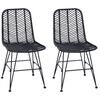 vidaXL Bor&eth;st&oacute;ll 2 pcs Svartur 44 x 47 x 85 cm Rattan og j&aacute;rn
