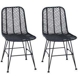 vidaXL Bor&eth;st&oacute;ll 2 pcs Svartur 44 x 47 x 85 cm Rattan og j&aacute;rn