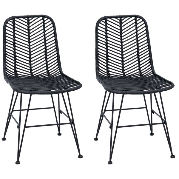 vidaXL Bor&eth;st&oacute;ll 2 pcs Svartur 44 x 47 x 85 cm Rattan og j&aacute;rn