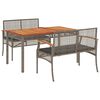 vidaXL 3 Hluta Gar&eth;bor&eth;stofusett me&eth; Gr&aacute;um Sessum P&oacute;l&yacute;rattan