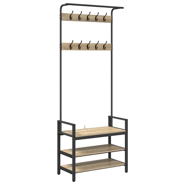 vidaXL Fatahengi Sonoma eikarlitur 75 x 34 x 184 cm Samsettur viður