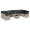 vidaXL Gar&eth;s&oacute;fa sett me&eth; p&uacute;&eth;i me&eth; geymslu 11 pcs Gr&aacute;r Poly rattan