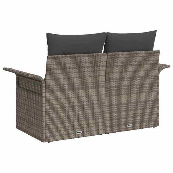 vidaXL Garðasófi með púði Grár 141 x 62 x 69cm pólýrattan