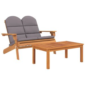 vidaXL 2 Hluta Adirondack Gar&eth;stofusett Gegnheill Akas&iacute;uvi&eth;ur