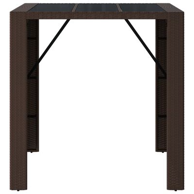 vidaXL Barborð með glerplötu Brúnt 105x80x110 cm Pólýrattan