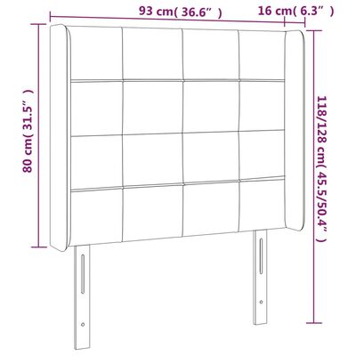 vidaXL Höfðagafl með Eyrum 93x16x118/128 cm Blátt Efni