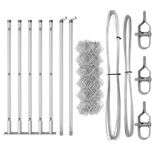 vidaXL Keðjugirðing með stöngum Silfur 0.4 x 10 m Stál