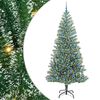 vidaXL Gervij&oacute;latr&eacute; me&eth; Snj&oacute;fl&ouml;kt og LED Lj&oacute;s Gr&aelig;nn og hv&iacute;tur 240 cm