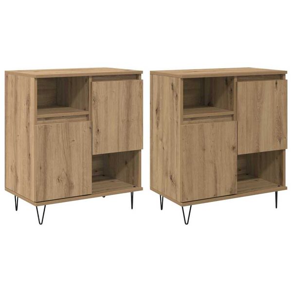 vidaXL Vi&eth;beinteyfla 2 pcs Artisan Eik 60 x 35 x 70 cm