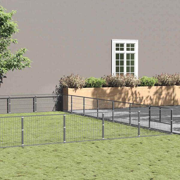 vidaXL Hundabyrgi Silfur 56 m&sup2; St&aacute;l