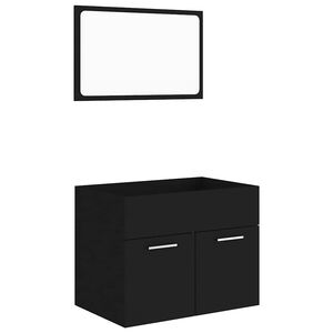 804783 vidaXL 2 Piece Bathroom Furniture Set Black Chipboard