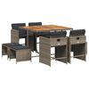 vidaXL 9 Parta Gar&eth;h&uacute;sgagnasett me&eth; Sessum P&oacute;l&yacute;rattan Gr&aacute;tt