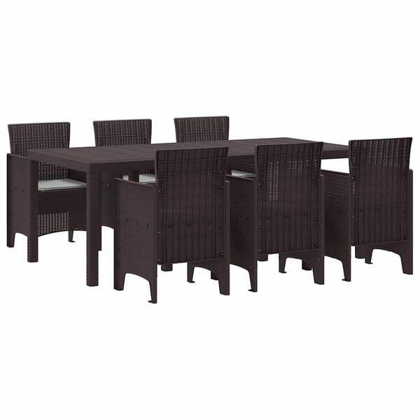 vidaXL Garður borðsett 7 pcs Brúnn Polt rattan
