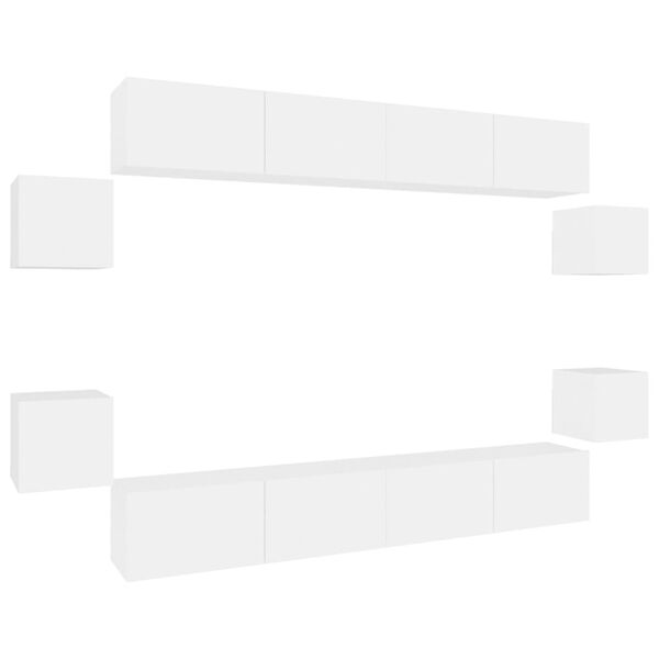 vidaXL 8 hluta Sjónvarpsskápasett Hvítur Samsettur Viður