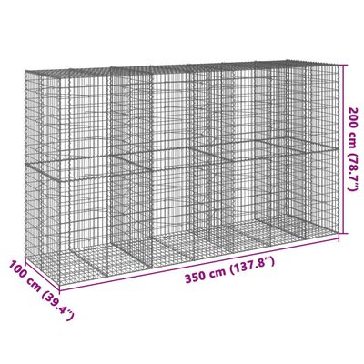 vidaXL Steinakassi með Loki 350x100x200 cm Sinkhúðað Járn