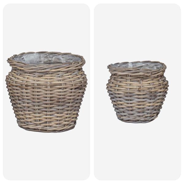 vidaXL Pl&ouml;ntuk&ouml;rfu me&eth; geymslu 2 pcs Gr&aacute;r Lacak rattan