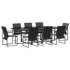 vidaXL Gar&eth;ur bor&eth;sett 9 pcs Svartur St&aacute;l