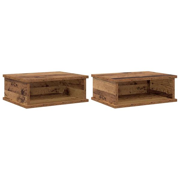 vidaXL N&aacute;ttbor&eth; 2 pcs Gamalt timbur 40 x 31 x 15 cm Samsettur vi&eth;ur