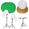 vidaXL Photo Studio Kit me&eth; lj&oacute;sasetti, bakgrunnsskj&aacute; og endurskins