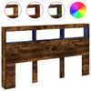 vidaXL H&ouml;fu&eth;gaflssk&aacute;pur me&eth; LED Reyklitu&eth; Eik 180x17x102 cm