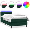 vidaXL H&oacute;lfa&eth; Springr&uacute;m me&eth; D&yacute;nu og LED D&ouml;kkgr&aelig;nt 100x220 cm Flauel