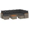 vidaXL 10 Hluta Gar&eth;s&oacute;fasett me&eth; Sessum Gr&aacute;tt P&oacute;l&yacute;rattan
